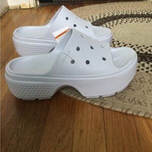 Crocs pale blue Stomp Slide Clogs